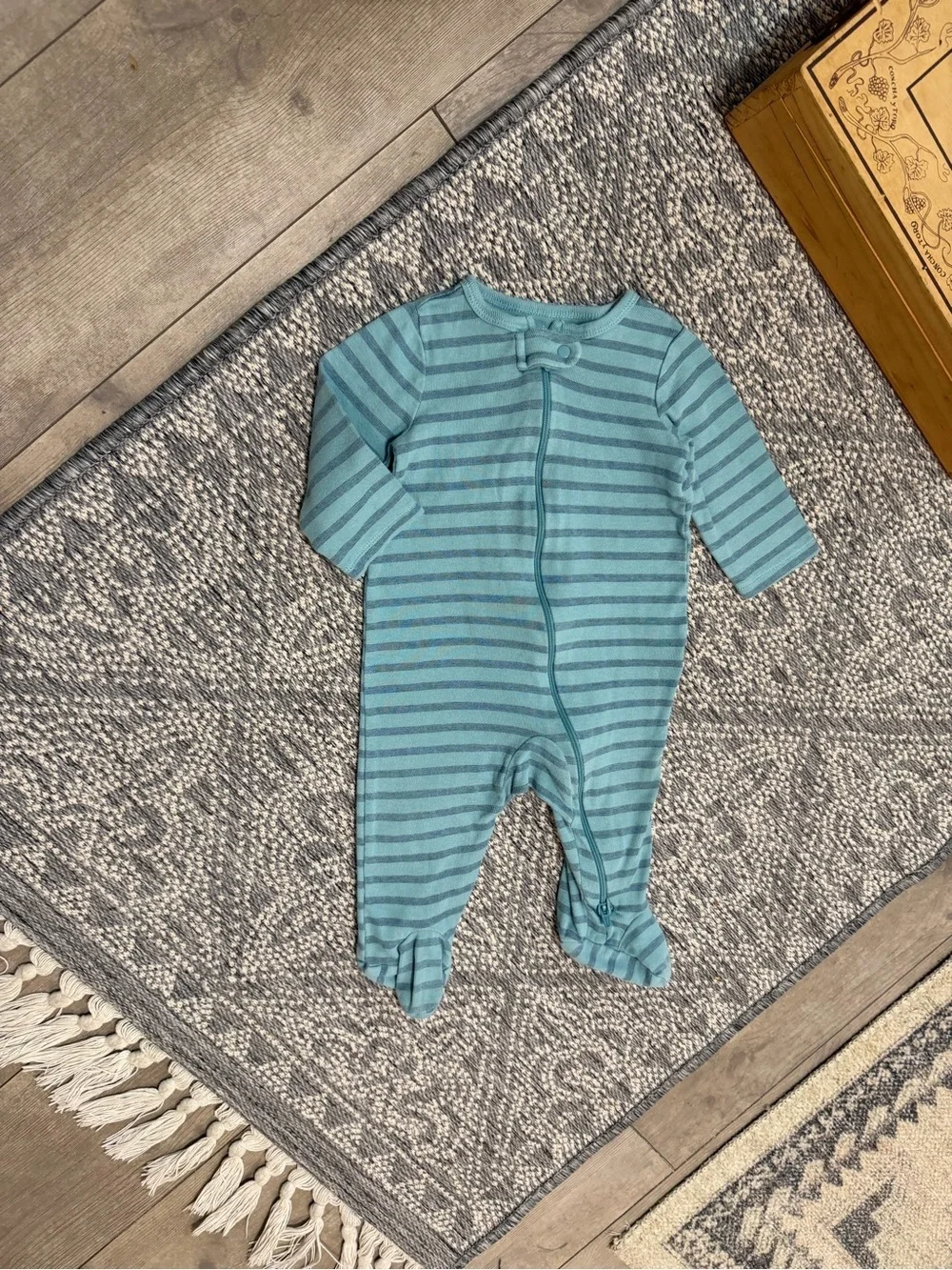Carter's Baby Boy Modern Blue Striped Footie Pajamas 6 Months One-Piece Pajamas